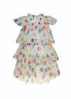 Lola + The Boys Tiered Rainbow Smileys Dress