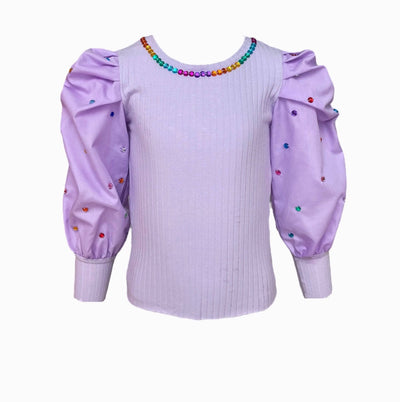 Lola + The Boys Top Gem Queen Puff Sleeve Blouse Lavender