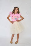 Lola + The Boys Tops Pink Birthday Girl Gem Ruffle Shirt