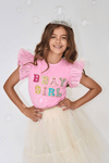 lola-spring Tops Pink Birthday Girl Gem Ruffle T-Shirt