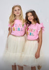 Lola + The Boys Tops Pink Birthday Girl Gem Ruffle Shirt