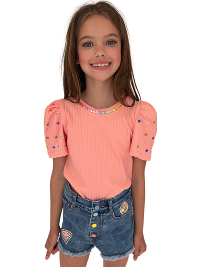 Lola + The Boys Tops Queen Gem Short Sleeve Pink Tee