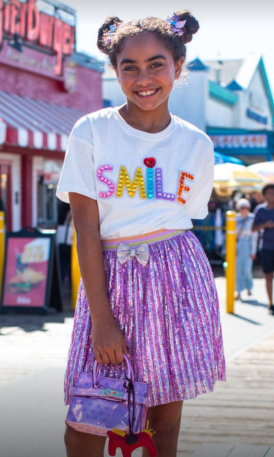 exclude-new-arriv Tops Rainbow Crystal Smile Tee