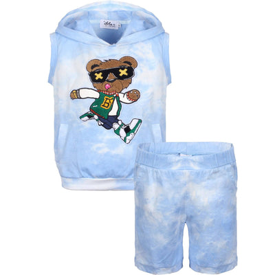 Lola + The Boys Varsity Bear Tie Dye Hoodie Set