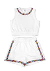 Lola + The Boys White Rainbow Gems Short Set