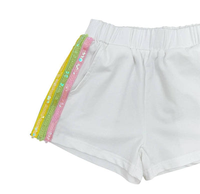 lola-spring White Rainbow Stripe Short Set