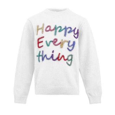 Lola + The Boys White / Small Women's Happy Everything Tinsel Sweater