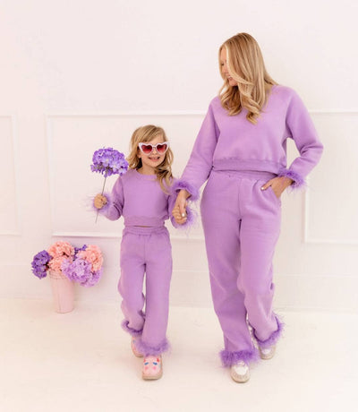 exclude-fall Women's Lavender Feather Athletic Set