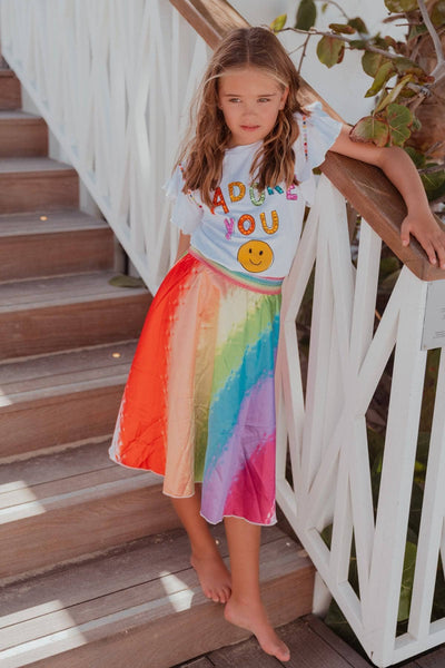 Lola + The Boys Small Women’s Painted Rainbow Midi Skirt