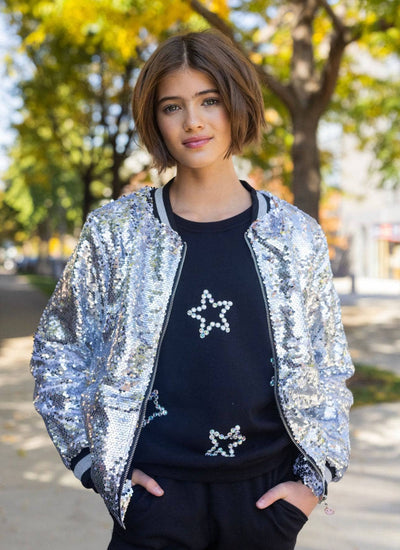 Lola + The Boys Women's Pink Emoji Sequin Bomber