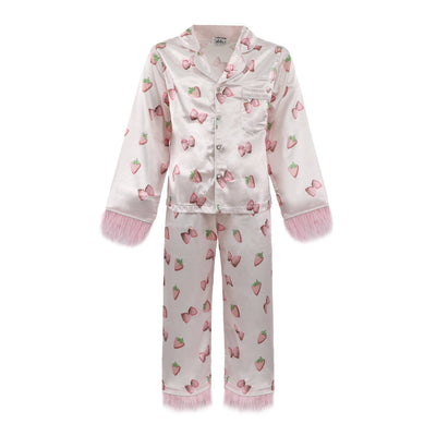 Lola + The Boys Women's Strawberry Dream Satin Set