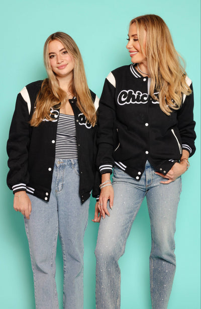 Lola + The Boys Womens Women's Chicago Varsity Bomber Jacket