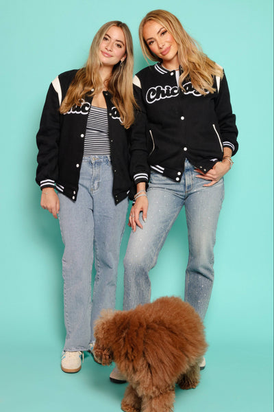 Lola + The Boys Womens Women's Chicago Varsity Bomber Jacket