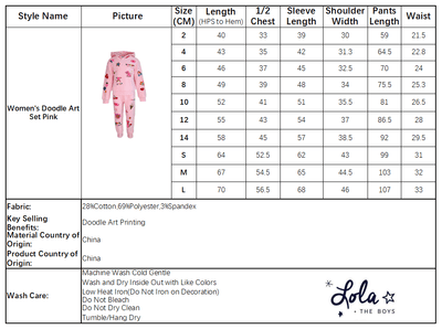 Lola + The Boys Womens Women's Doodle Art Set Pink