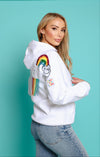 Lola + The Boys Womens Women's Good Vibes Rainbow Hoodie