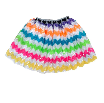 Lola + The Boys Zig Zag Rainbow Sequin Skirt