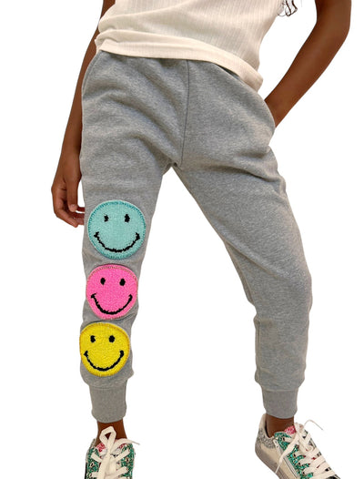 Lola + The Boys 3 Emoji Joggers Gray