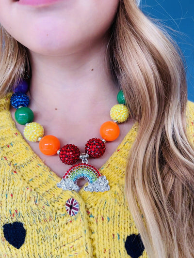 Lola + The Boys Accessories Rainbow Crystal gum-ball necklace