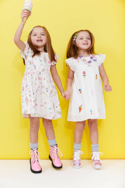 Lola + The Boys All About Beaded Ice Cream Ruffle Dress