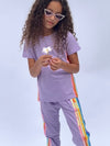 Lola + The Boys Apparel & Accessories Lavender Rainbow Sequin Jogger Set