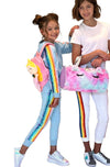 Lola + The Boys Baby blue rainbow sequin joggers set