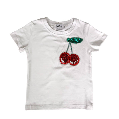 Lola + The Boys Bead cherry t shirt white