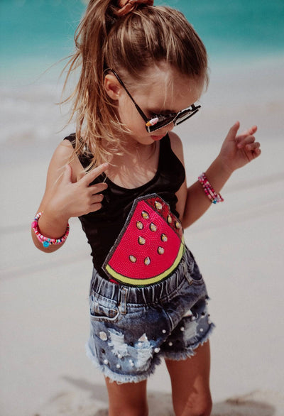 Lola + The Boys Bead Watermelon Swimsuit Black