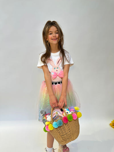 Lola + The Boys Beaded Bunny Bow Tshirt