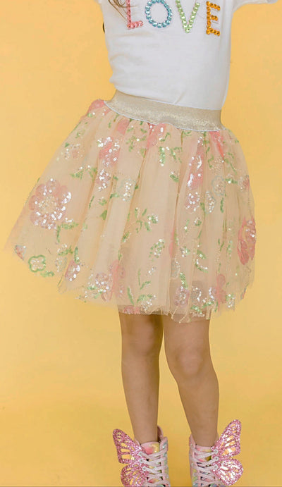 Lola + The Boys Beaded Floral Tutu skirt