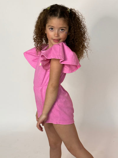 Lola + The Boys Bottoms Pink Terry Rainbow Romper