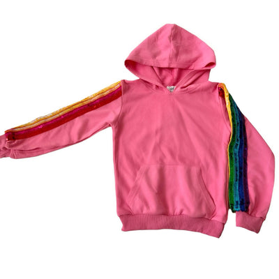 Lola + The Boys Bright Pink Rainbow Sequin tracksuit