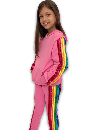 Lola + The Boys Bright Pink Rainbow Sequin Tracksuit