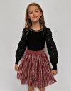 Lola + The Boys Candy Cane Sequin Striped Skirt