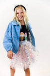 Lola + The Boys coat Rainbow Faux Fur Coat Baby Blue