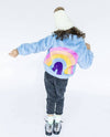 Lola + The Boys coat Rainbow Faux Fur Coat Baby Blue