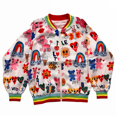 Lola + The Boys Coats & Jackets Happy Graffiti Satin Bomber