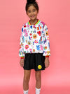 Lola + The Boys Coats & Jackets Happy Graffiti Satin Bomber