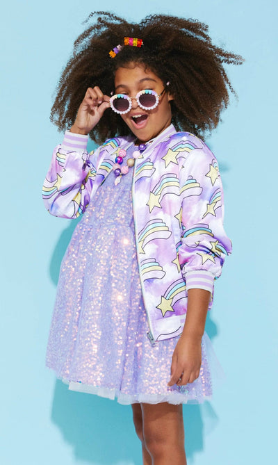 Lola + The Boys Coats & Jackets Shooting Stars Reversible Satin Bomber