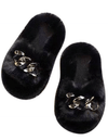 Lola + The Boys Cross Chain Slippers Black