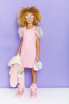 Lola + The Boys Crystal Feather Trims Sequin Dress