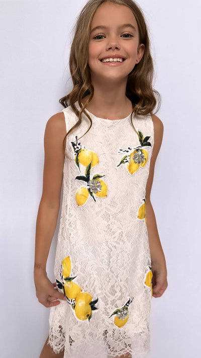 Lola + The Boys Crystal Lemon Lace Dress