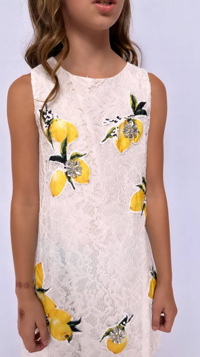 Lola + The Boys Crystal Lemon Lace Dress