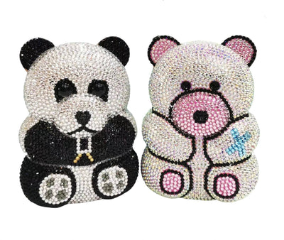 Lola + The Boys Black Panda Crystal Purses