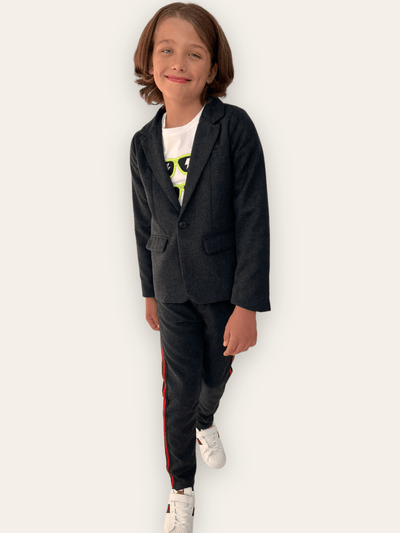 Lola + The Boys Dark Gray Tiger Suit Set