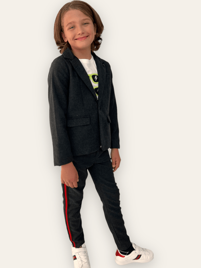 Lola + The Boys Dark Gray Tiger Suit Set