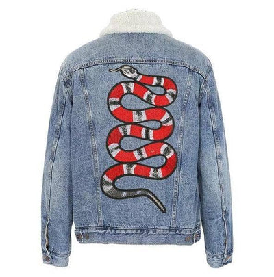 Lola + The Boys denim Denim Snake Sherpa Jacket