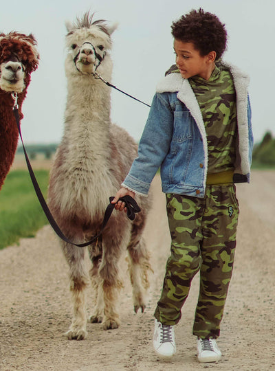 Lola + The Boys denim Denim Snake Sherpa Jacket