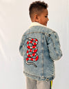 Lola + The Boys denim Denim Snake Sherpa Jacket