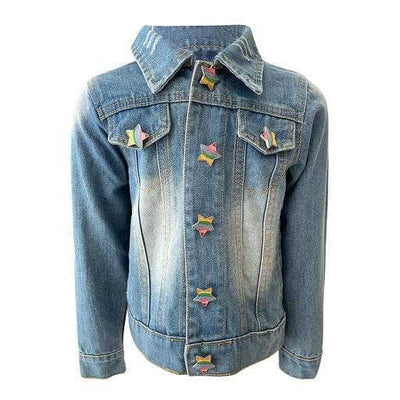 Lola + The Boys denim Rainbow Stars Denim Jacket