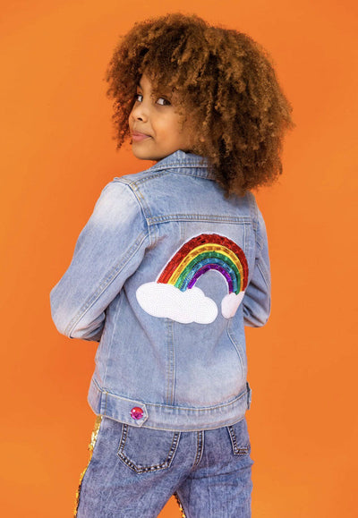 Lola + The Boys denim Somewhere Over The Rainbow Denim Jacket